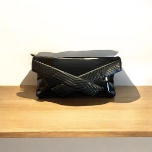Caprice Black Patent Leather & Leather Evenibg Bag